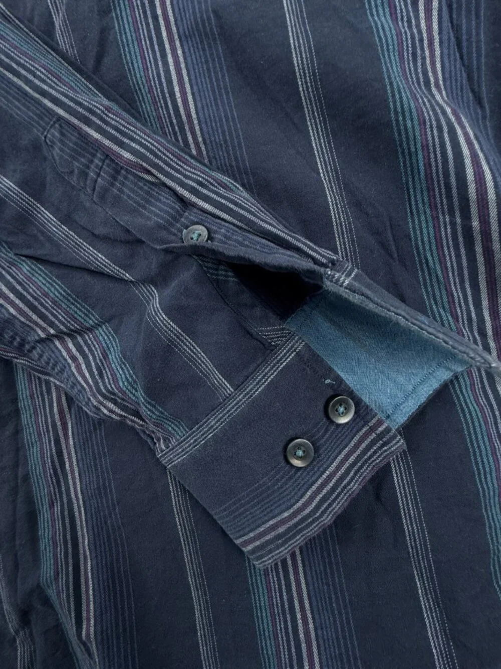 Tommy Bahama Silk Cotton Button Up Shirt Men Long Sleeve Striped Blue XL Adult